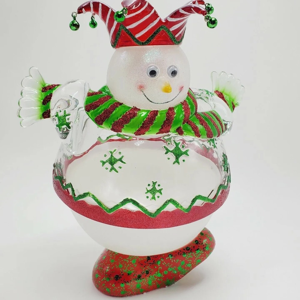 Department 56 Christmas Candy Dish Snowman Flip Tops‎ Holder Decoration